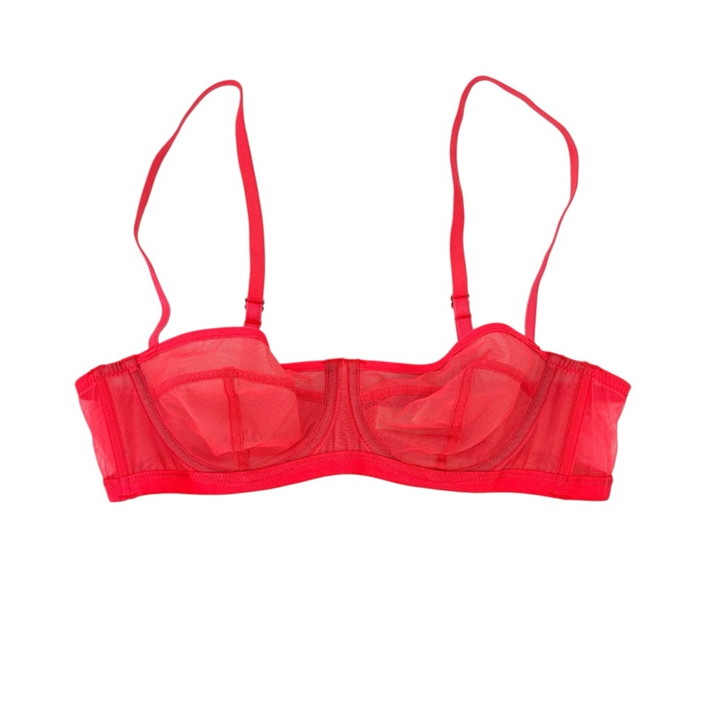 Fleur Du Mal Salmon Pink Mesh Bra sz 34B